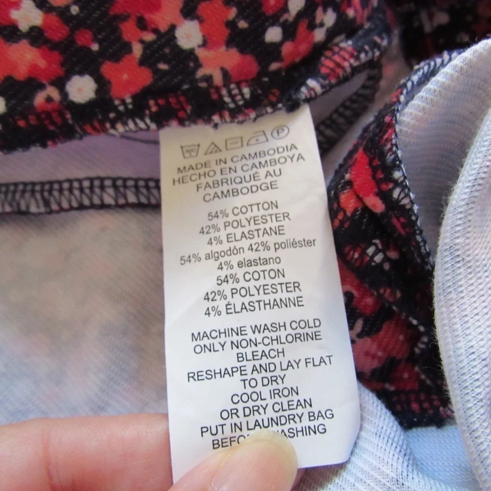 Michael Kors Ditsy Floral Leggings Pant Large Pink Blue Stretch Mid Rise Pull On